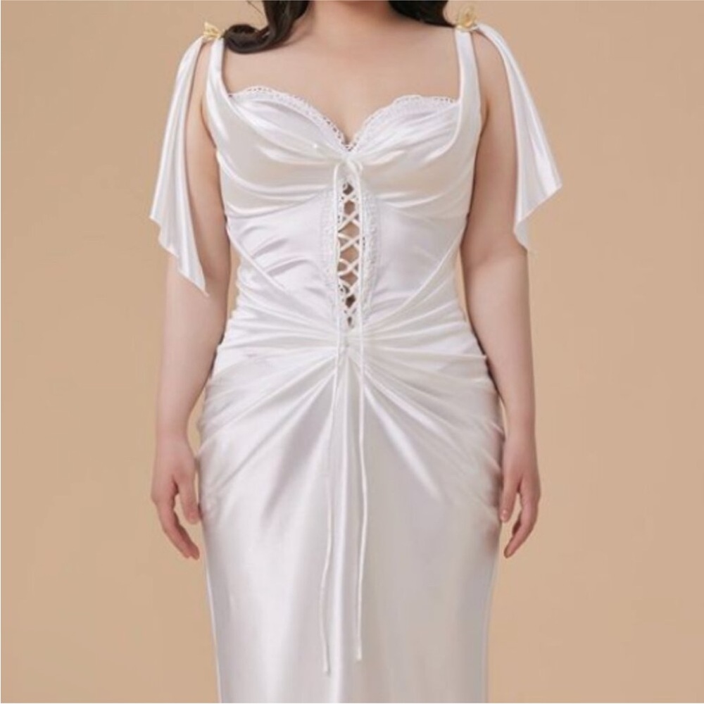 White Satin Lace-Up Corset dress